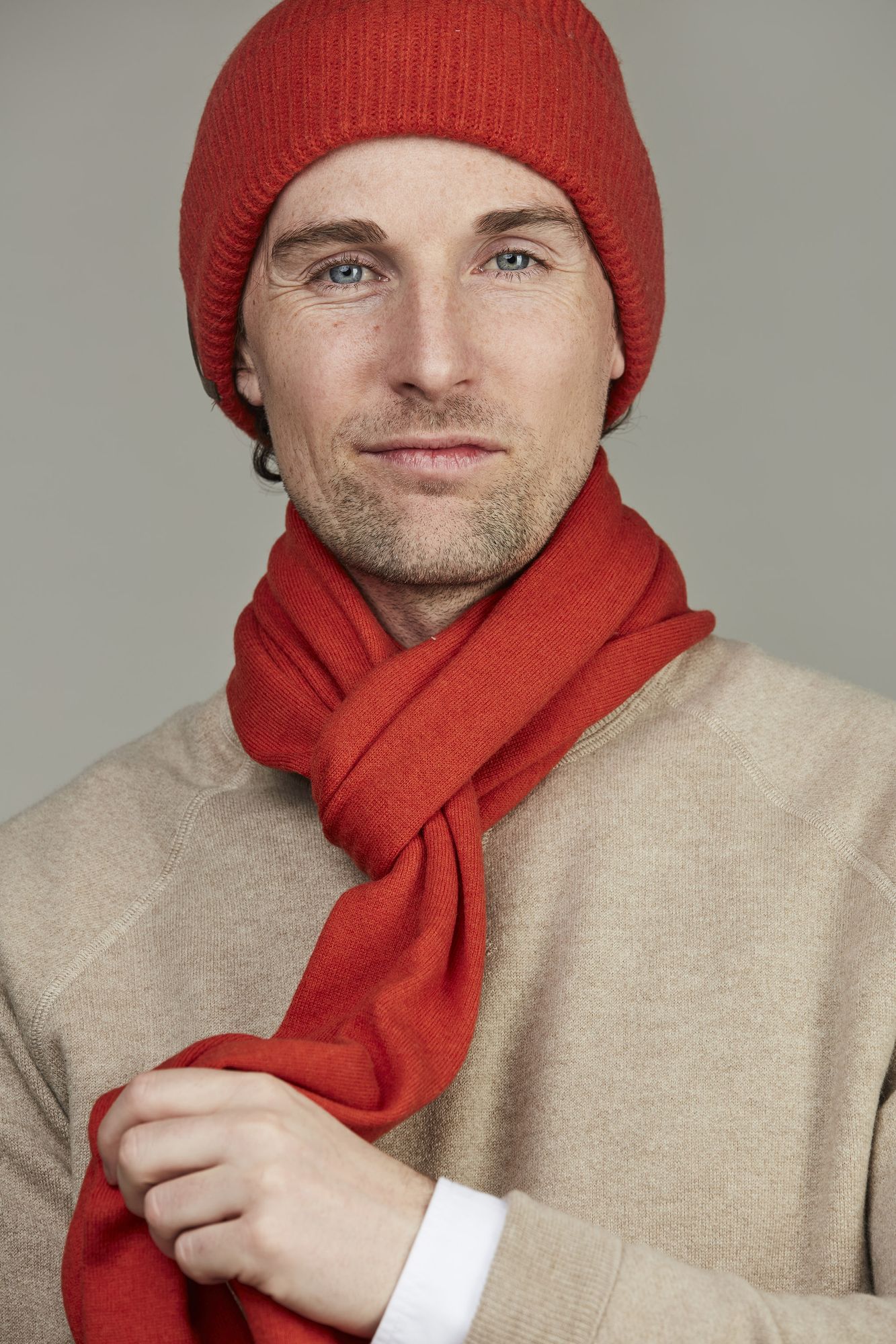 Geelong Knitted Scarf, Orange, One Size, Hansen & Jacob –