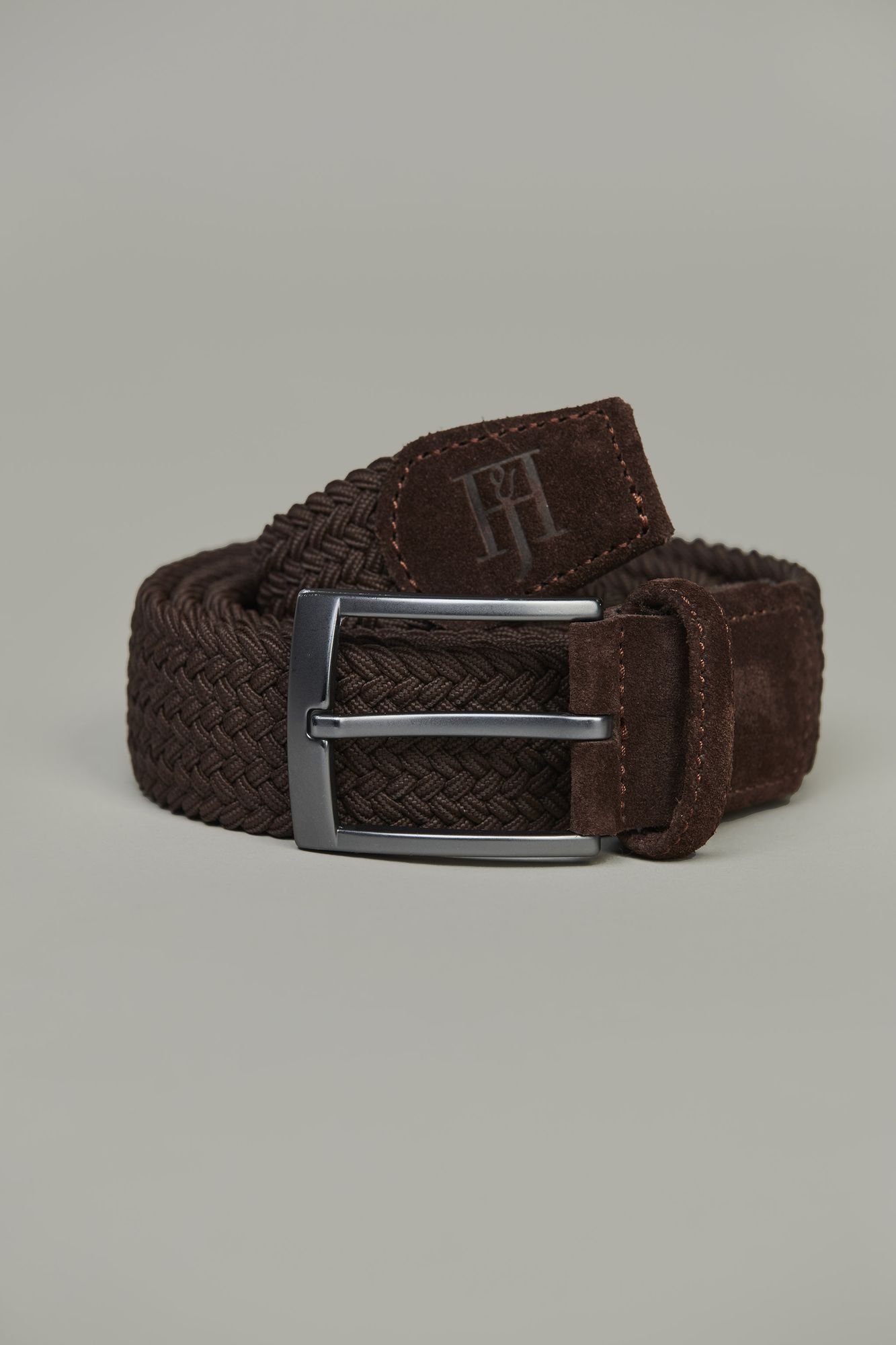 Braided Elastic Belt, Mörkbrun, 85, Hansen & Jacob –