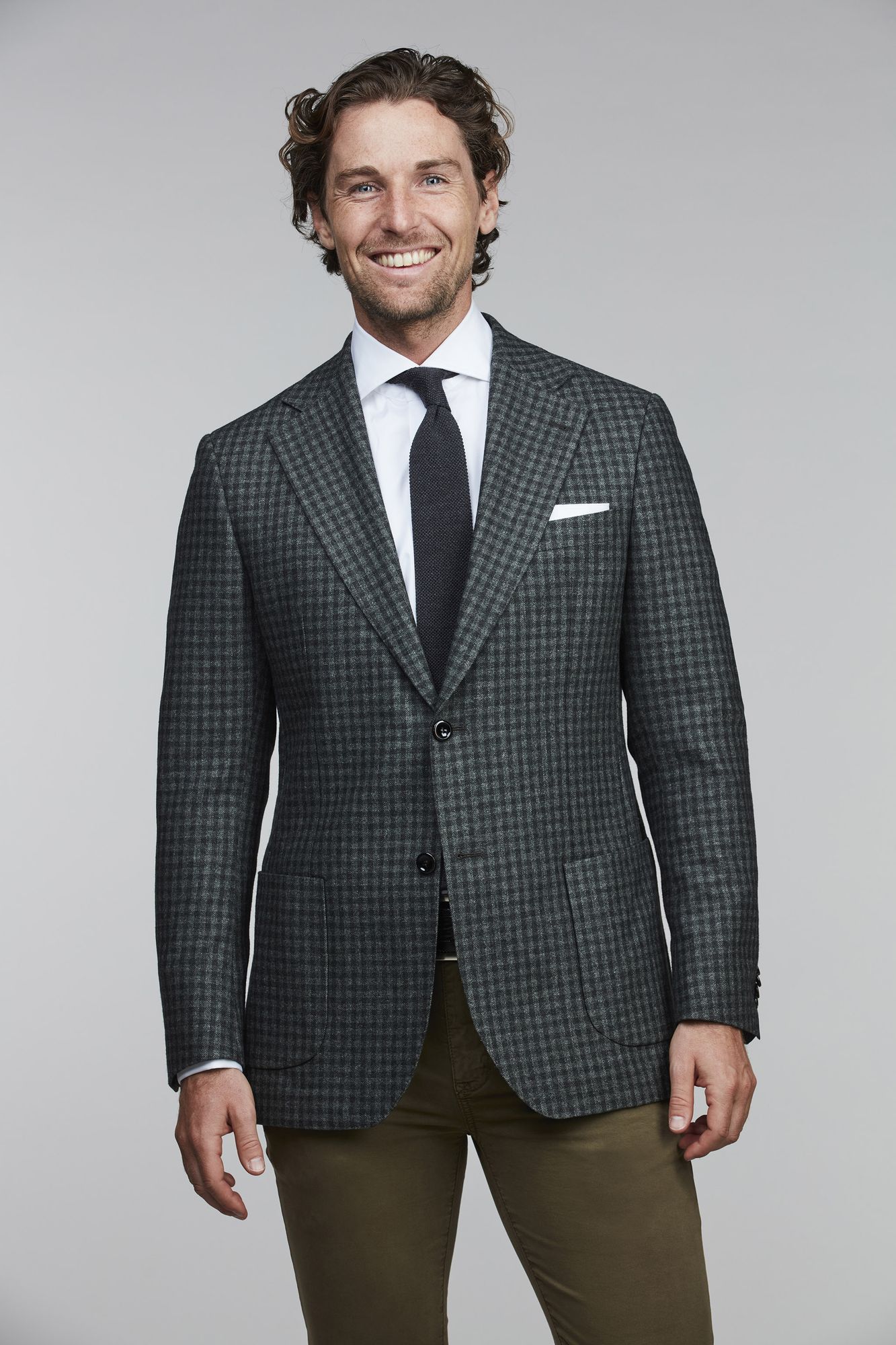 Vitale Check Jacket, Mörk Khaki, 50, Hansen & Jacob – 50