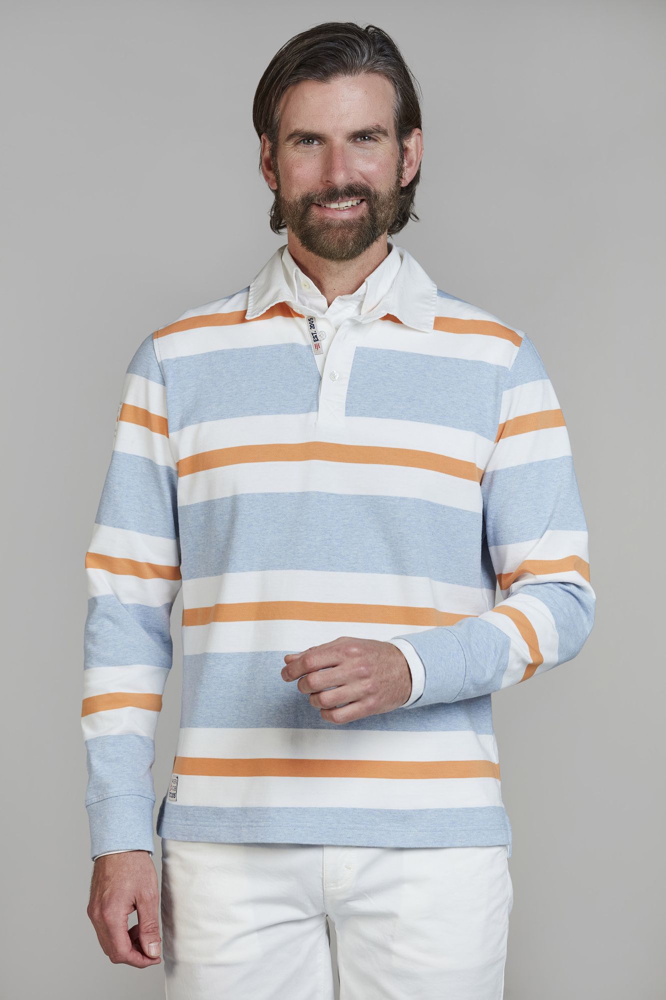 Y.D. Stripe Rugger, Ljusblå, XXXL, Hansen & Jacob - XXXL