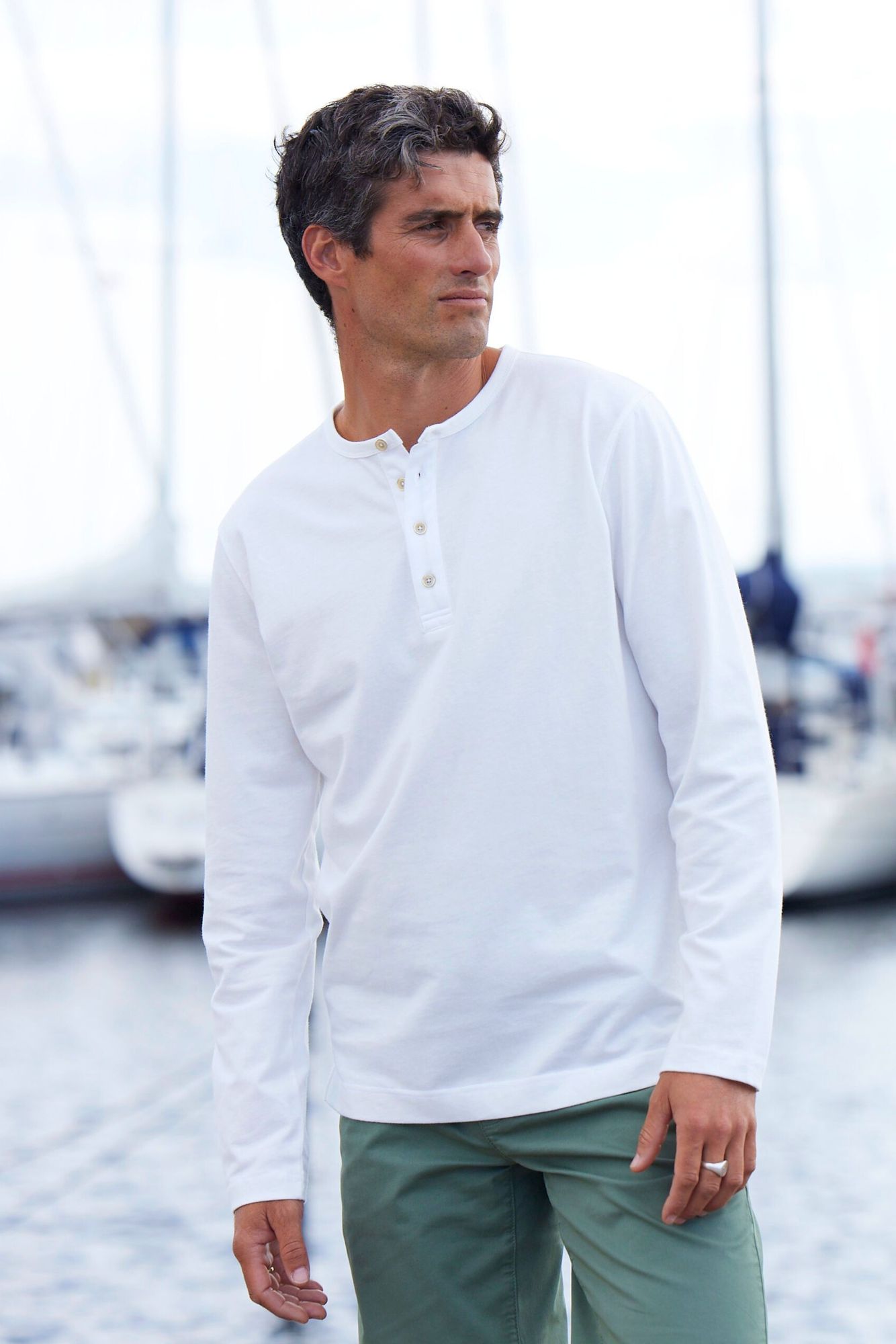 Exklusiv T-shirtGrandad Long Sleeve Tee, Vit, XXL, Hansen & Jacob – XXL