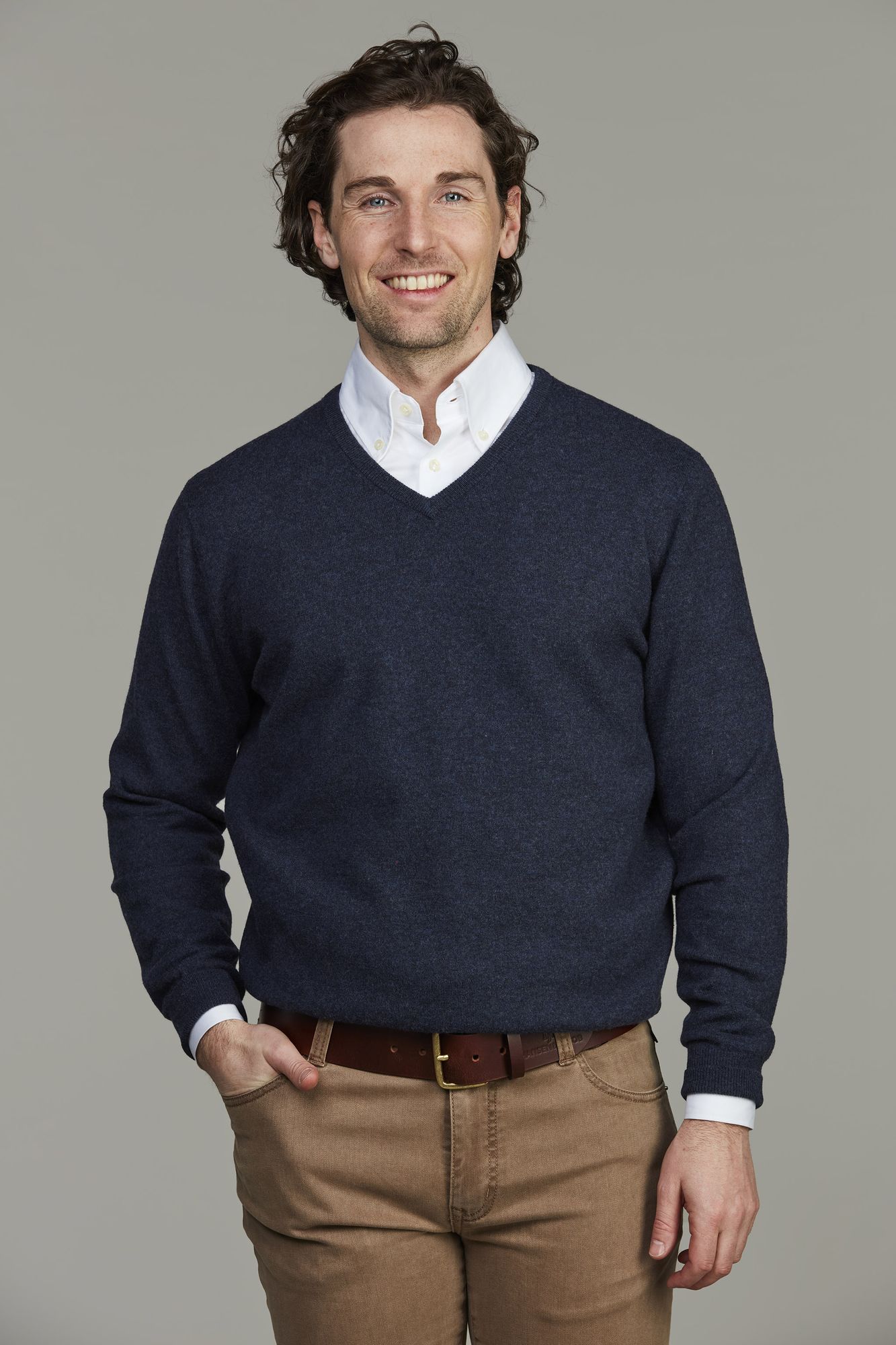 Geelong V-neck Sweater, Mörkblå, XXL, Hansen & Jacob – XXL