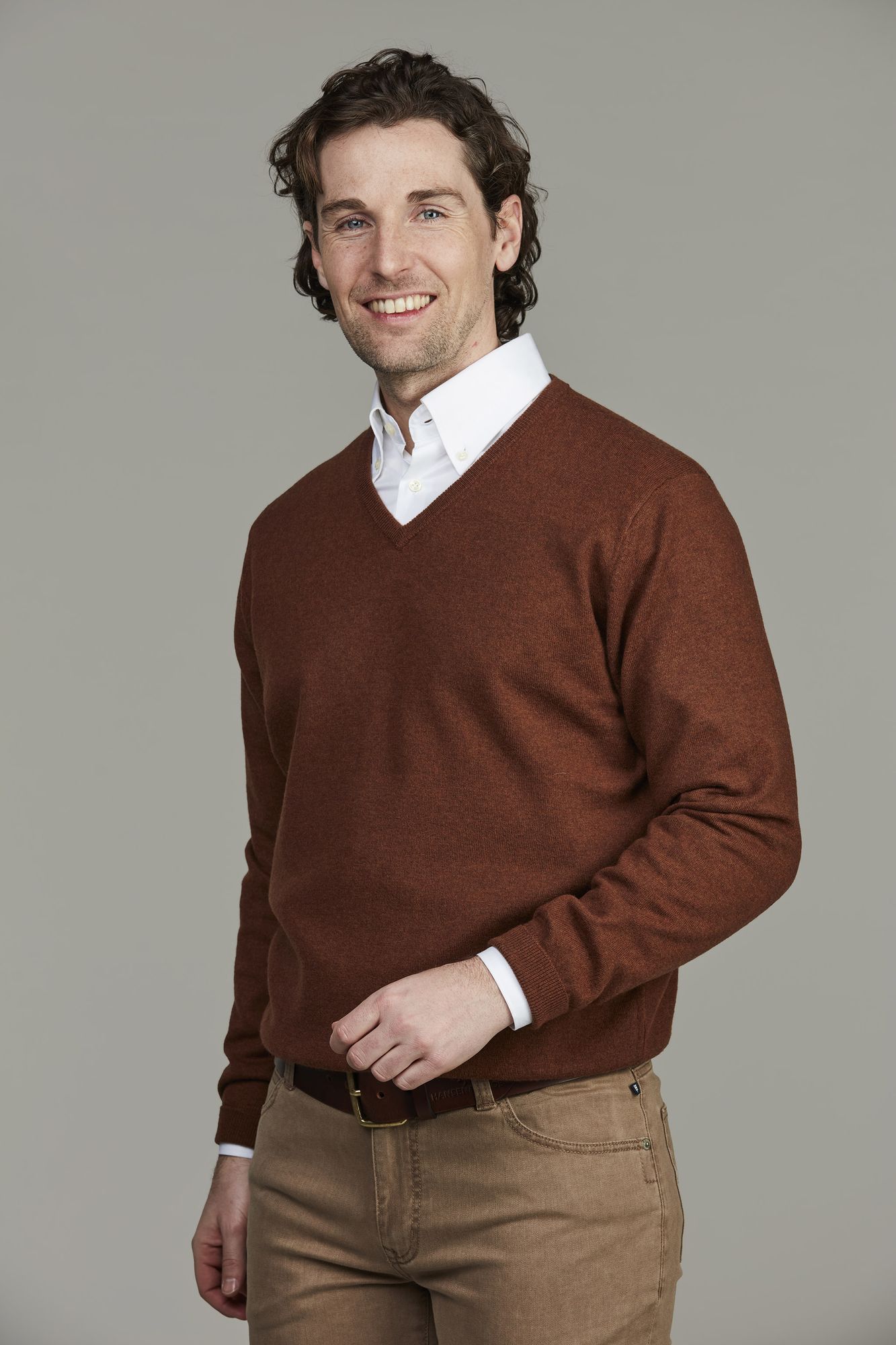 Geelong V-neck Sweater, Brun, XXL, Hansen & Jacob – XXL