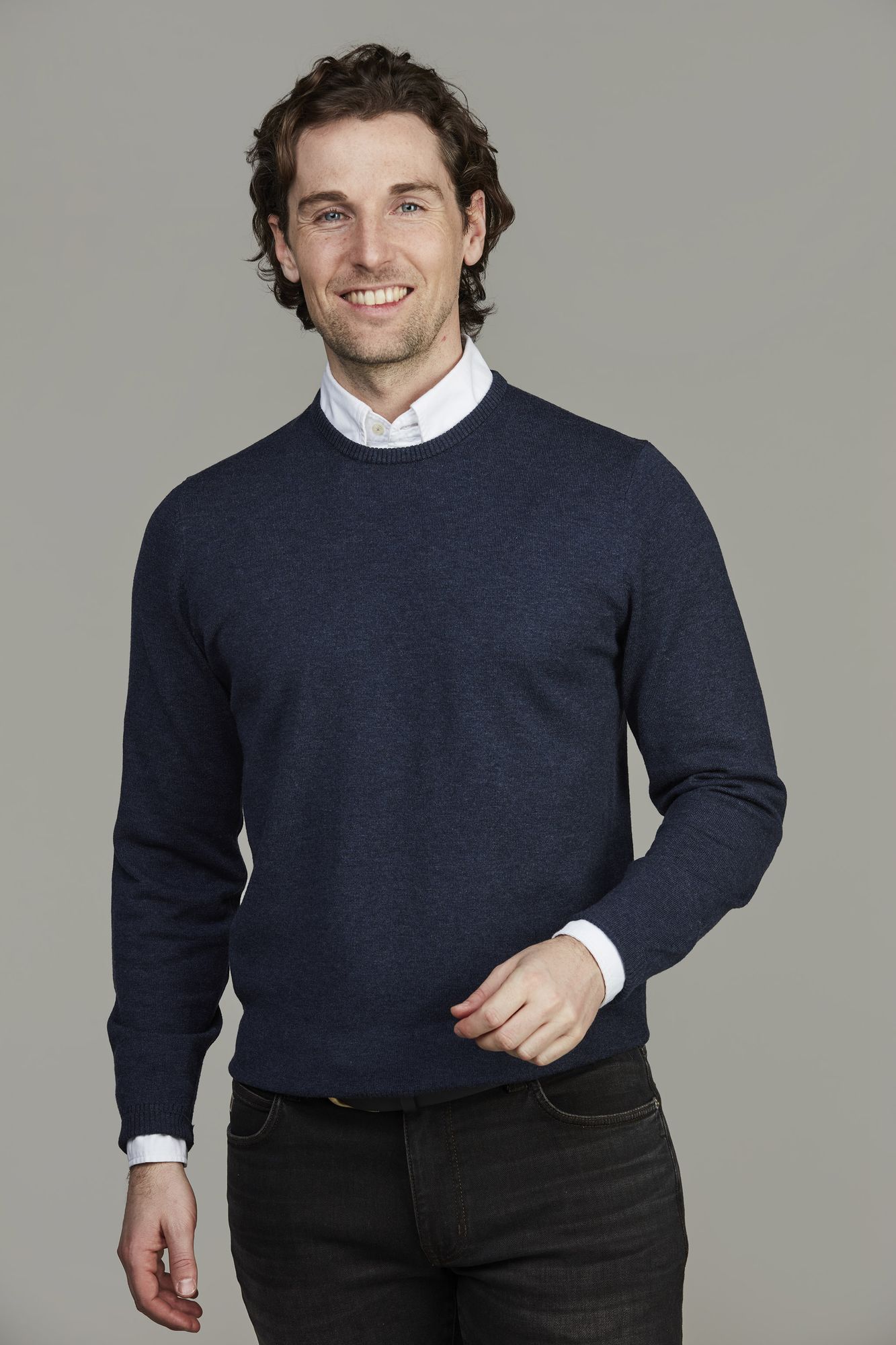 Crew Neck Sweater, Mörkblå, XL, Hansen & Jacob – XL