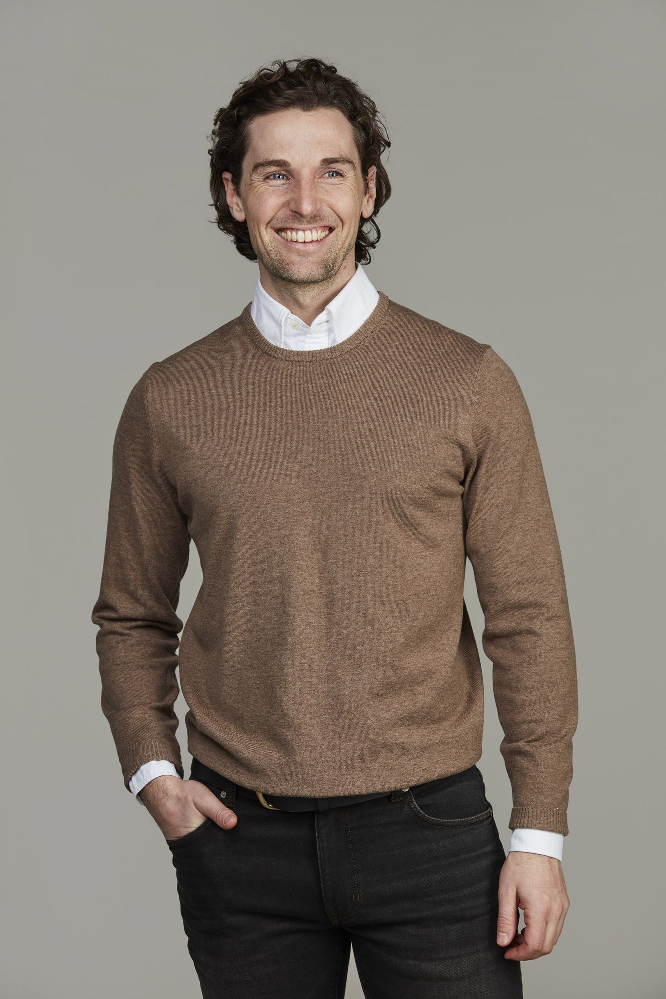 Crew Neck Sweater, Brun, L, Hansen & Jacob – L