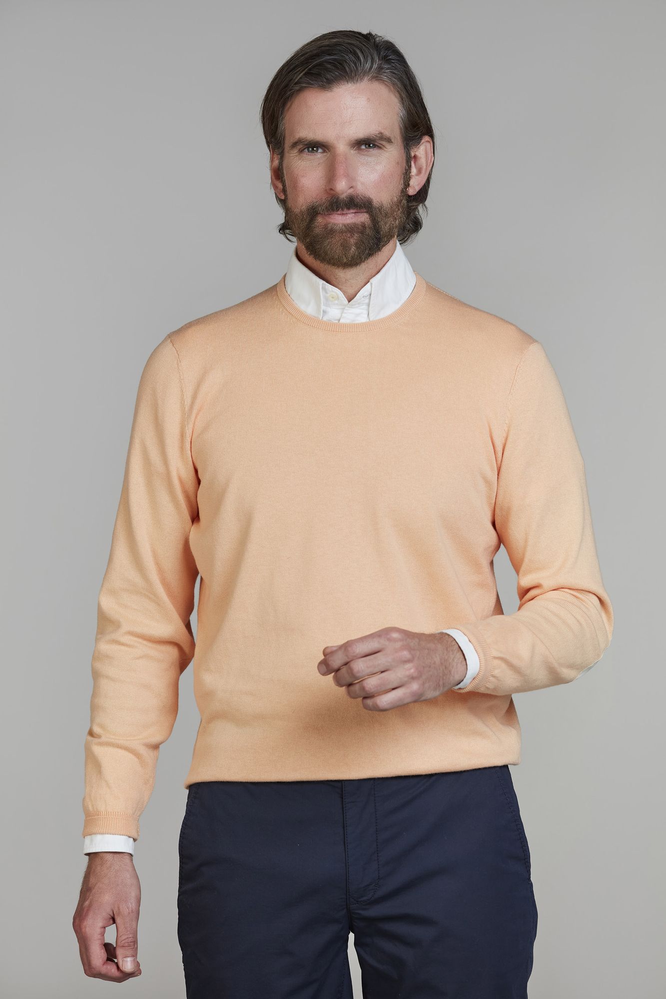 Crew Neck Knit E-patch, Orange, XL, Hansen & Jacob – XL
