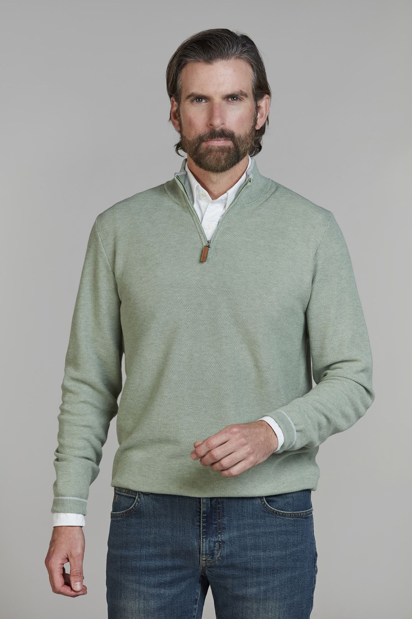 Half Zip Structure Knit, Dimgrön, XXL, Hansen & Jacob – XXL