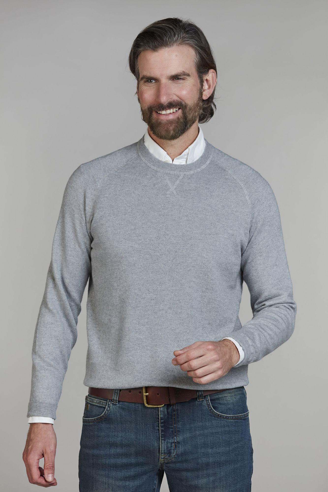 Crew Neck College Sweater, Grå, XXL, Hansen & Jacob – XXL