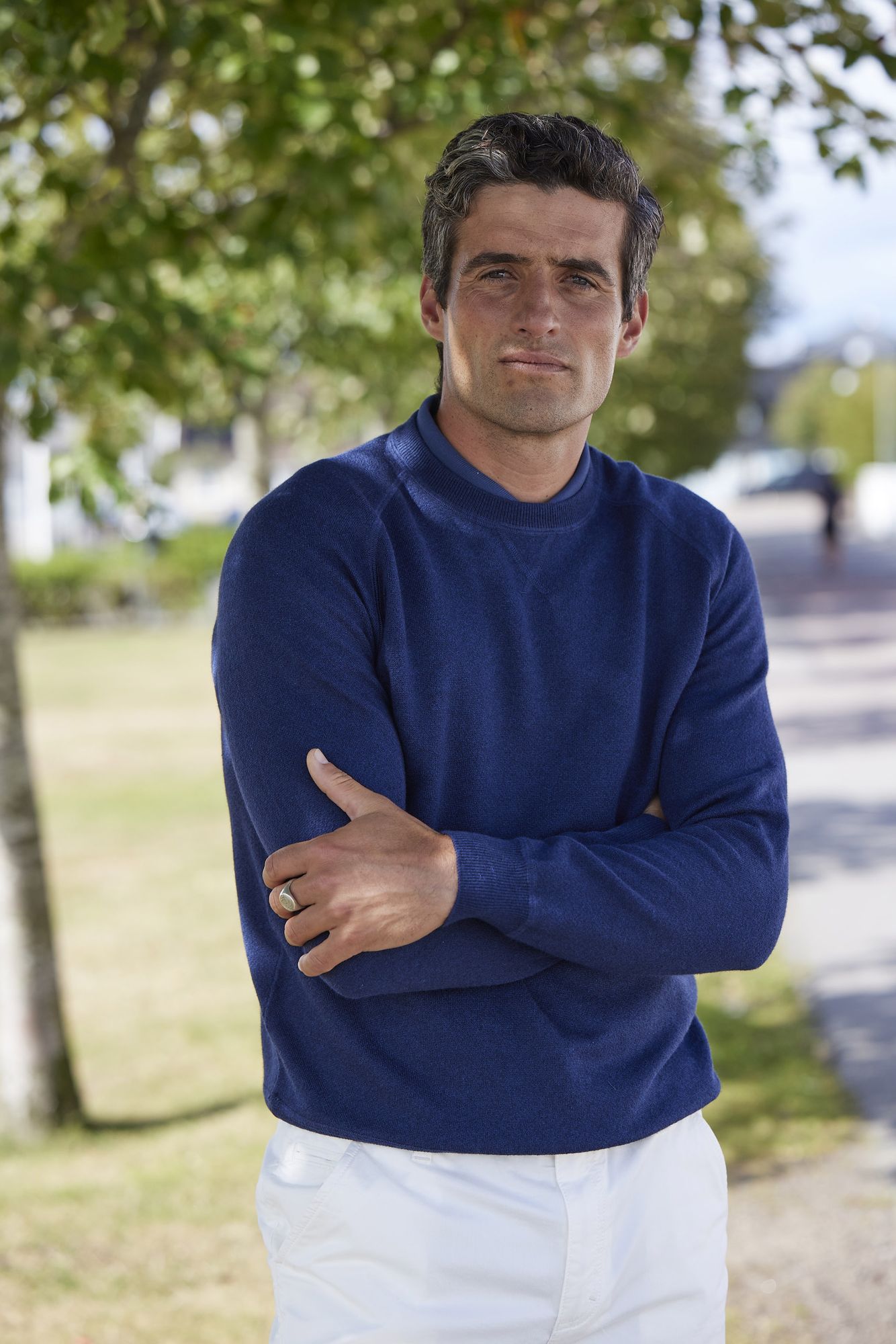 Crew Neck College Sweater, Marinblå, XXL, Hansen & Jacob - XXL