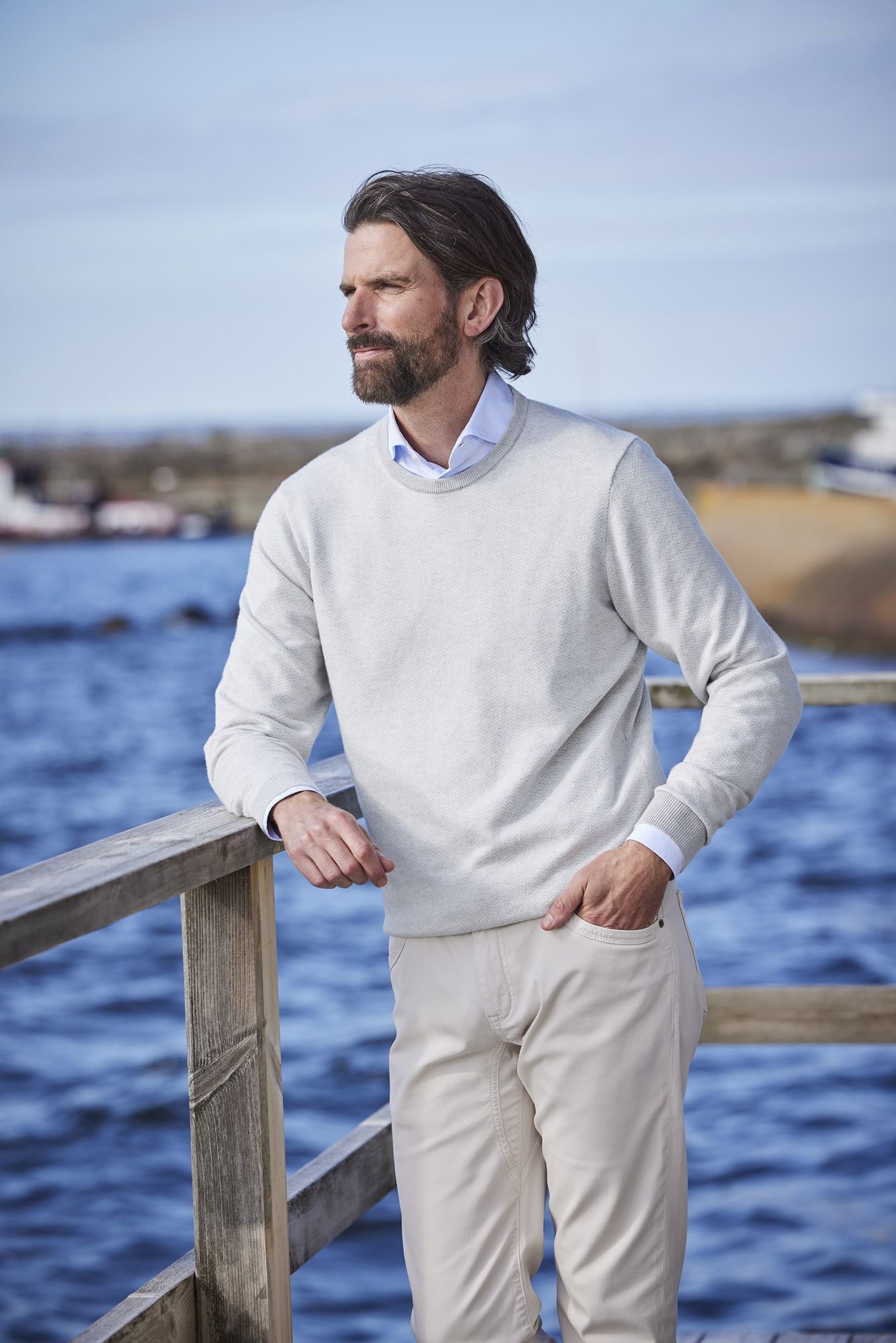 2tone Herringbone Knit, Ljusgrå, XXL, Hansen & Jacob - XXL