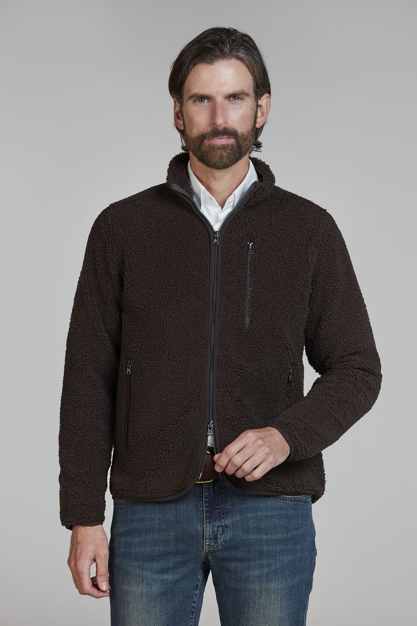 Pile Fleece Jacket, Mörkbrun, L, Hansen & Jacob – L
