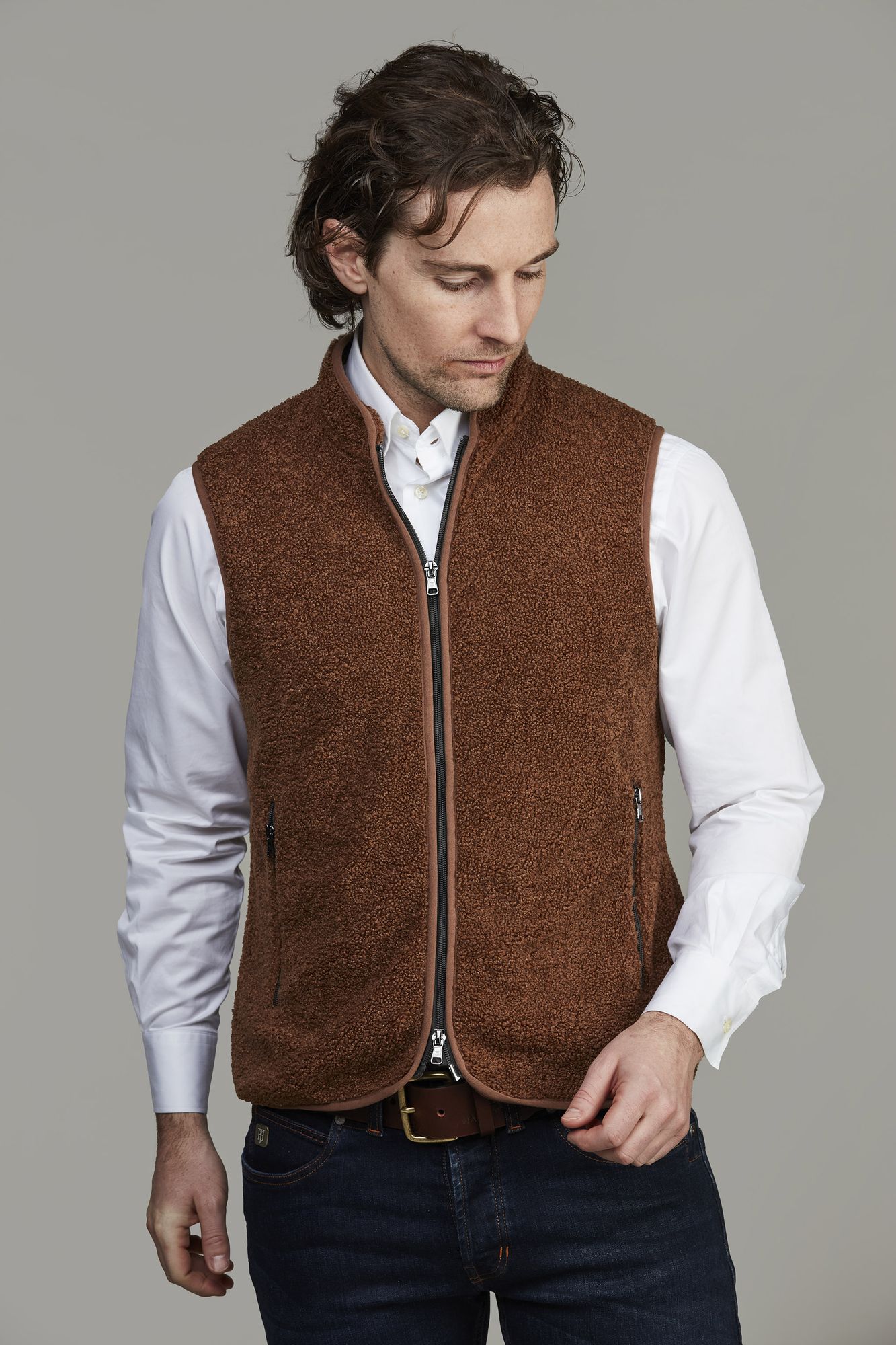 Pile Fleece Vest, Rustic Brown 64, XXL, Hansen & Jacob - XXL