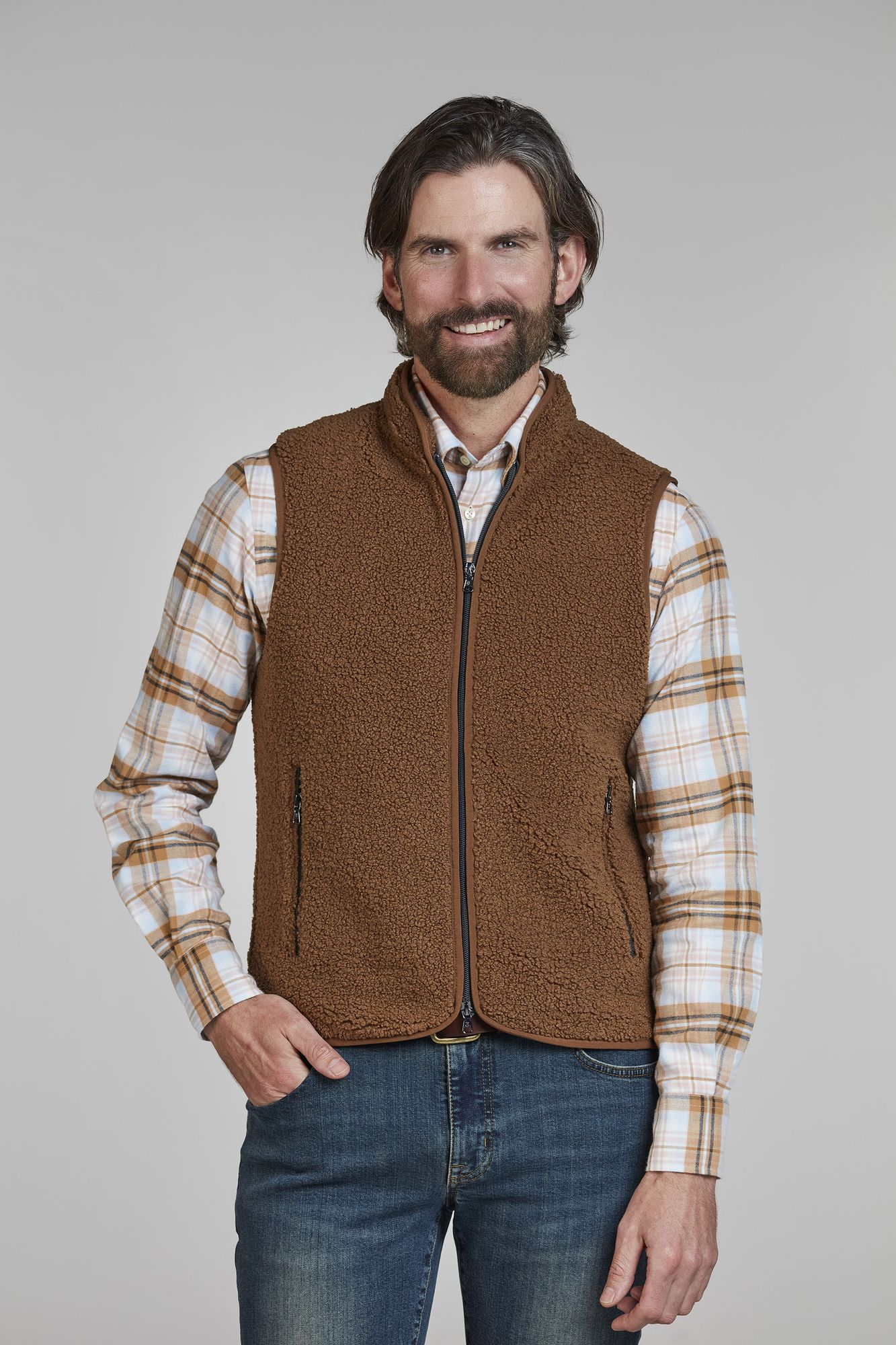 Pile Fleece Vest, Rustic Brown 64, XXL, Hansen & Jacob - XXL