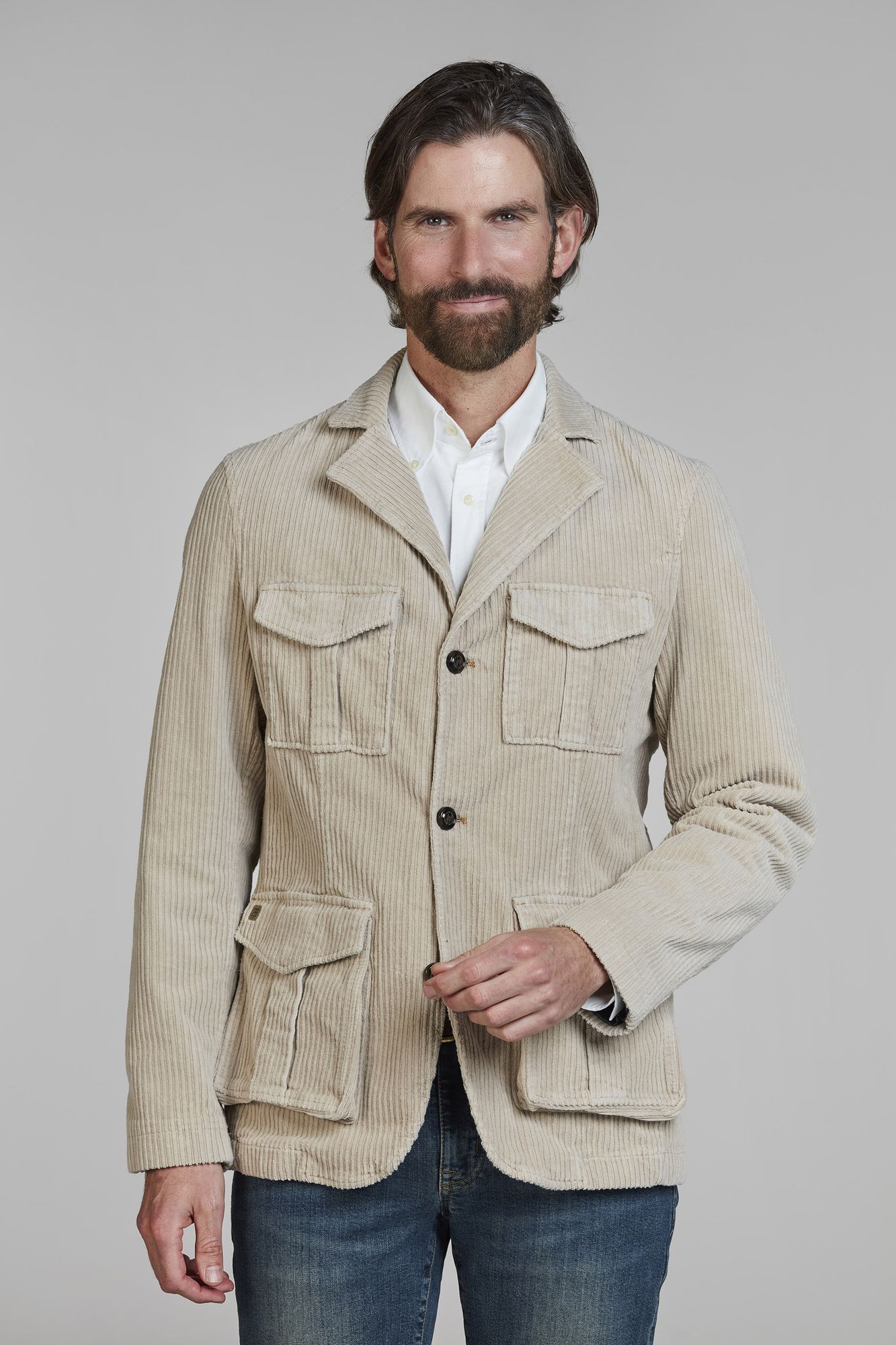 Corduroy Safari Jacket, Beige, S, Hansen & Jacob – S