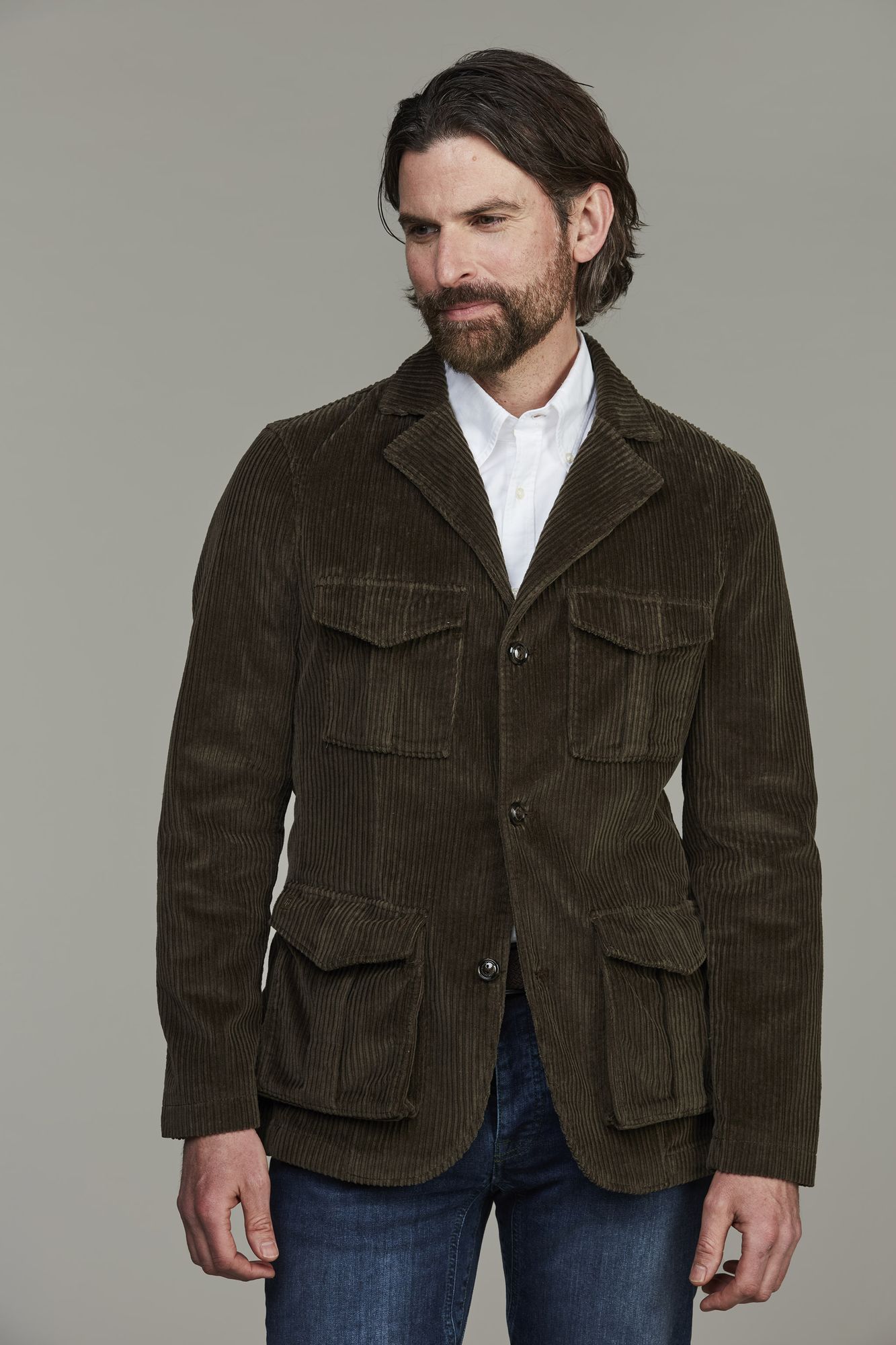 Corduroy Safari Jacket, Mörkgrön, XXL, Hansen & Jacob – XXL