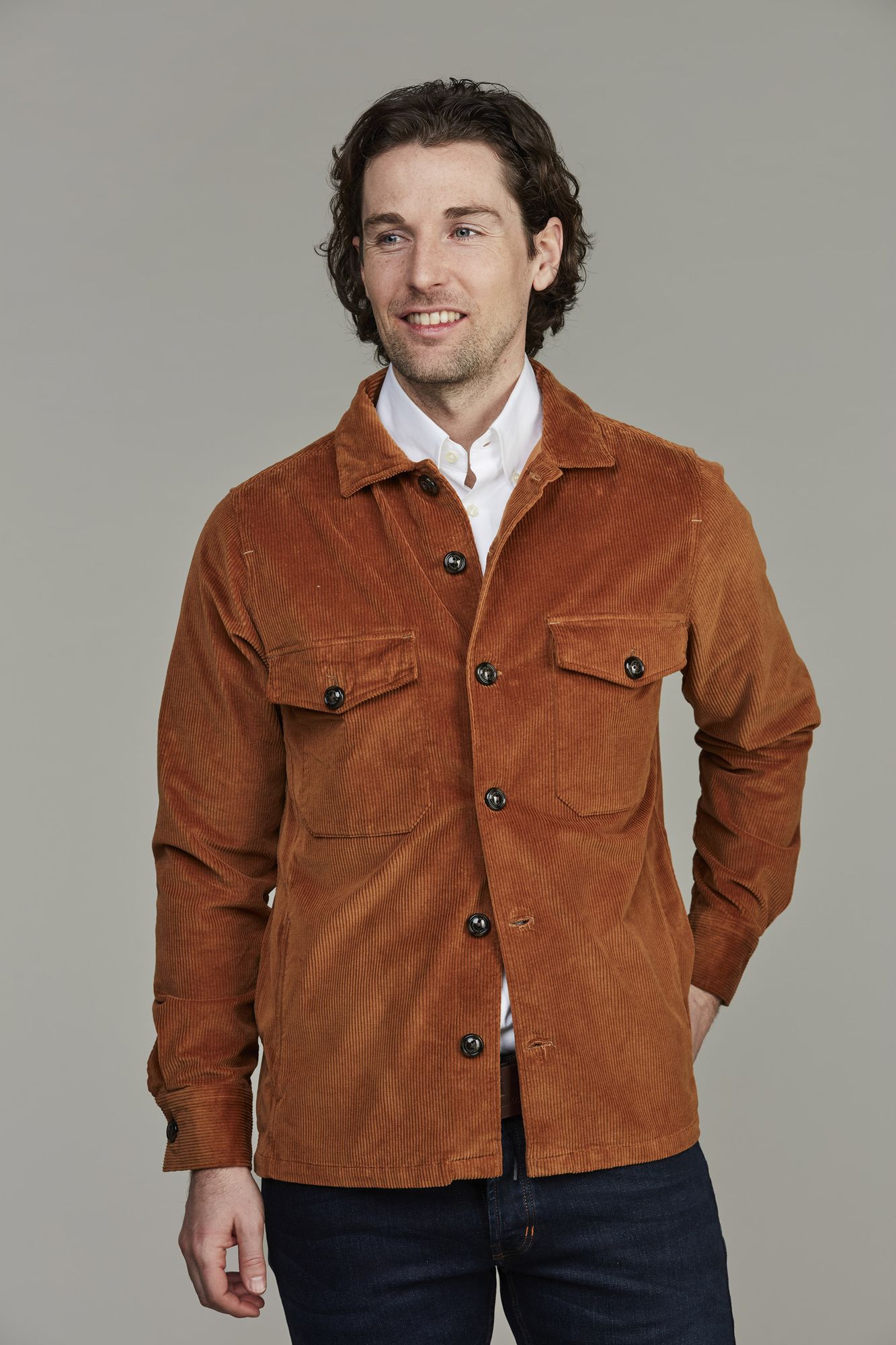 Skjorta, Corduroy Overshirt, Orange, XXL, Hansen & Jacob – XXL