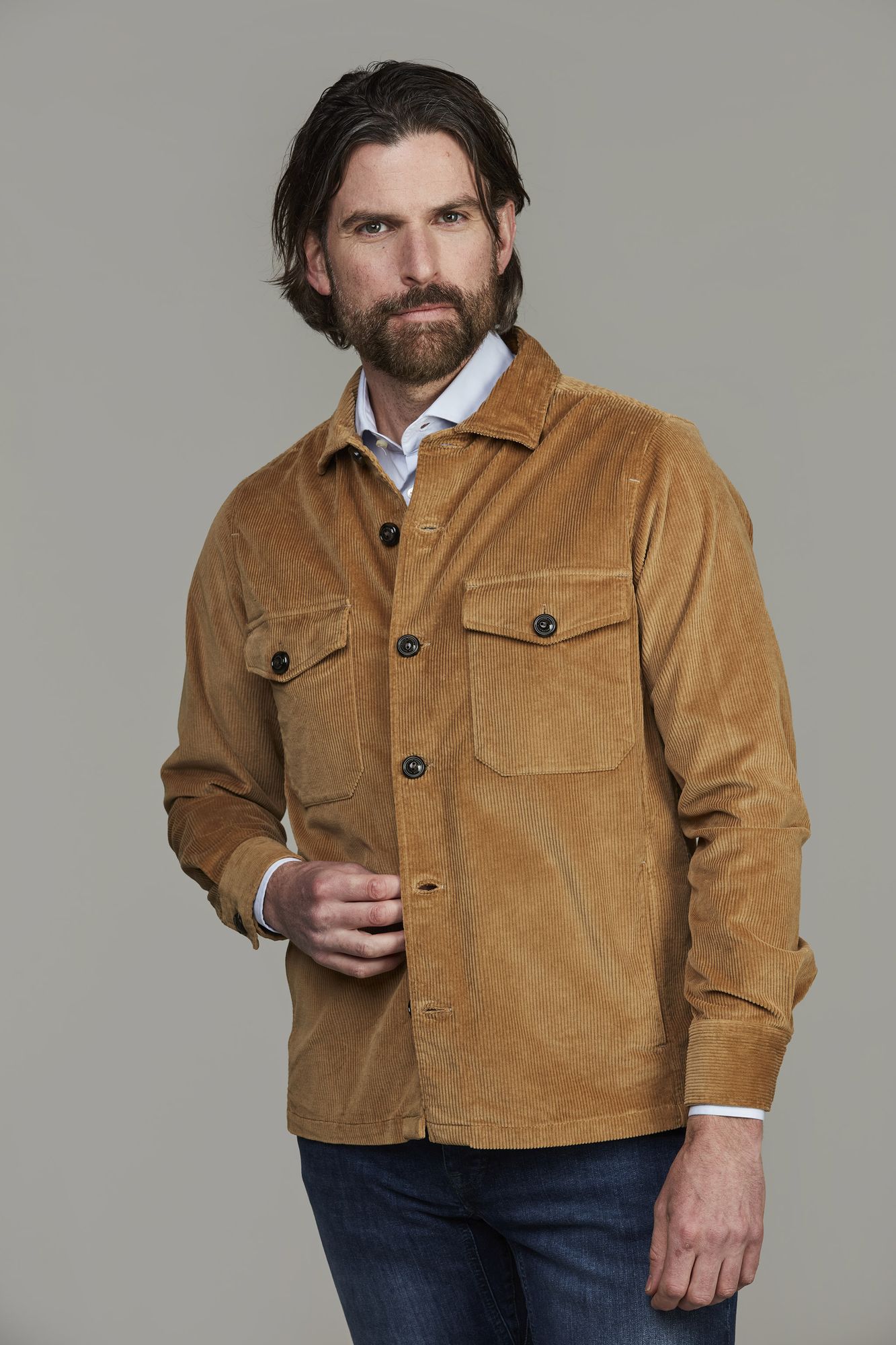 Skjorta, Corduroy Overshirt, Mörkbeige, XXL, Hansen & Jacob – XXL
