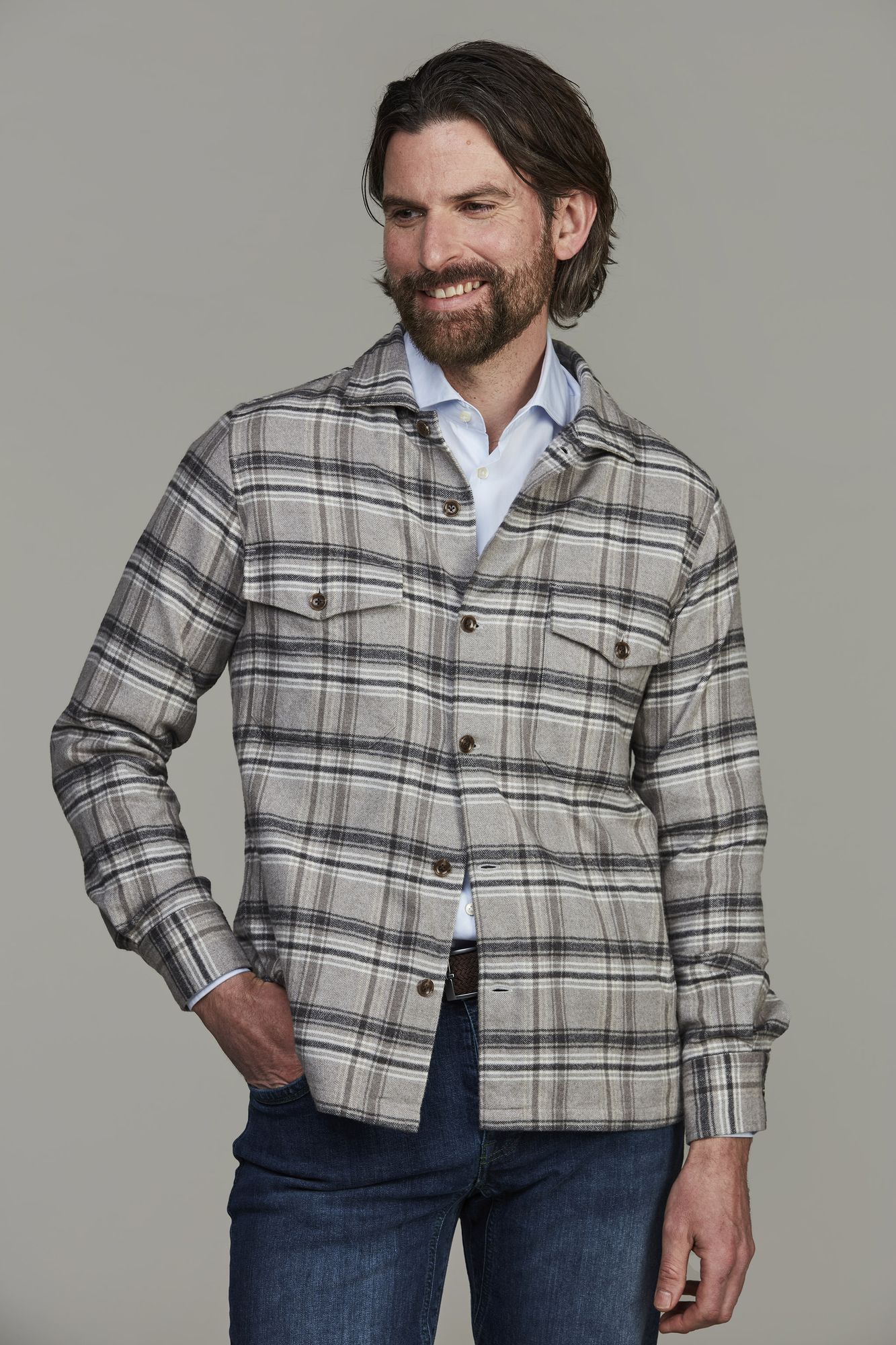 Skjorta, Lama Overshirt, Grå, M, Hansen & Jacob – M