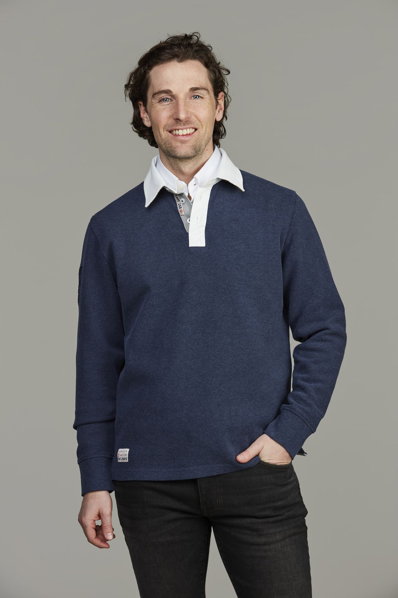 Heavy Piquet Rugger, Marinblå, XL, Hansen & Jacob – XL
