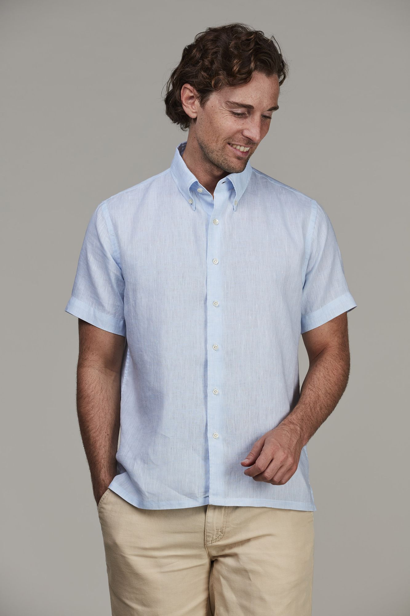 Skjorta, Refine Short Sl Linen Shirt, Ljusblå, S, Hansen & Jacob – S