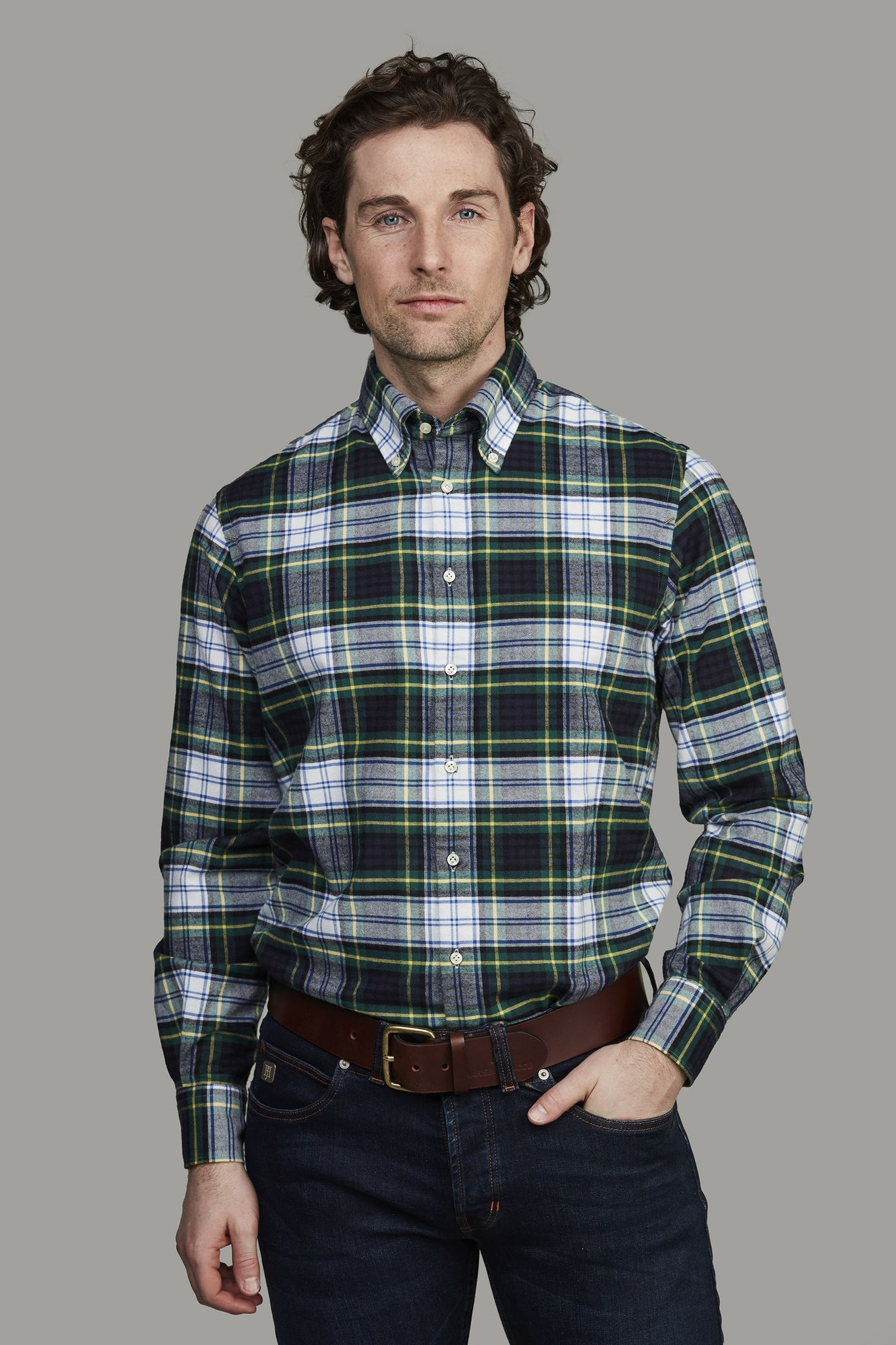 Skjorta, Tartan Flanel Shirt, Blå, XL, Hansen & Jacob – XL