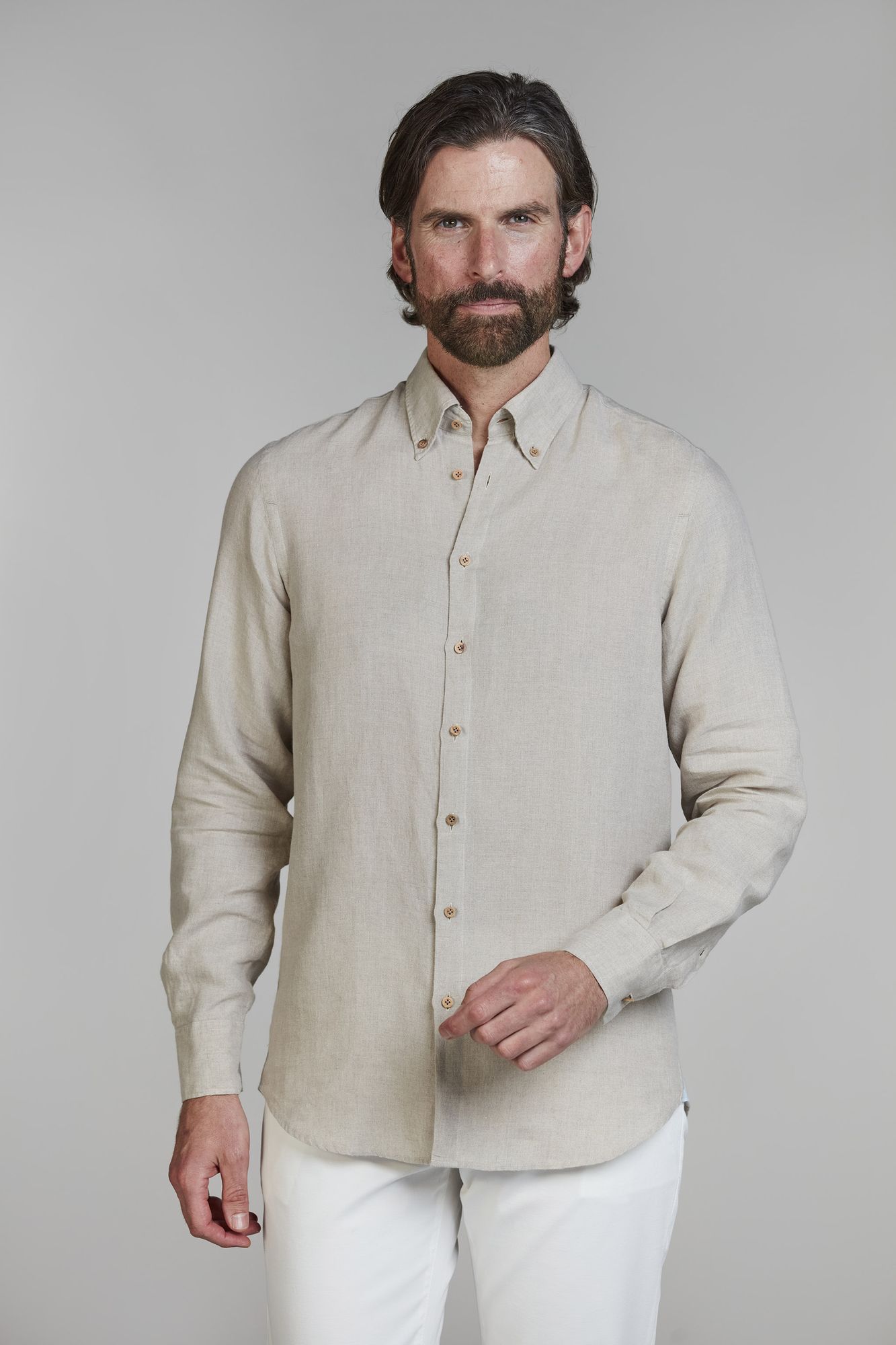 Skjorta, Classic Linen Shirt, Sand, XXL, Hansen & Jacob - XXL