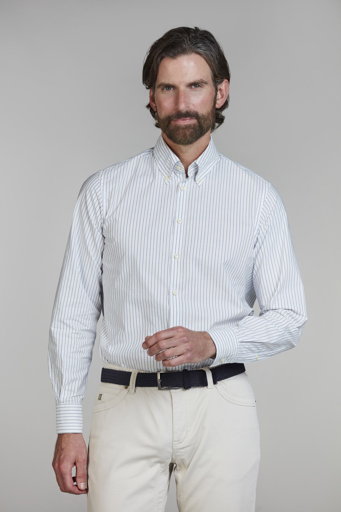 Skjorta, Coastal Stripe Shirt, Vit , XXL, Hansen & Jacob - XXL