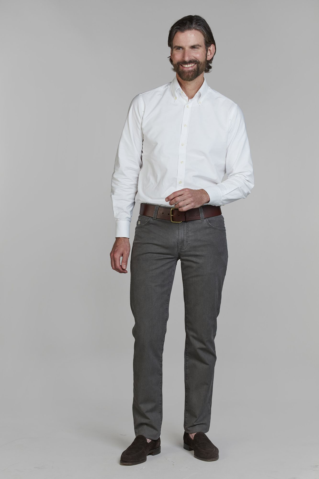 5-pkt Twill Melange, Mörkgrön, 32/32, Hansen & Jacob – 32/32