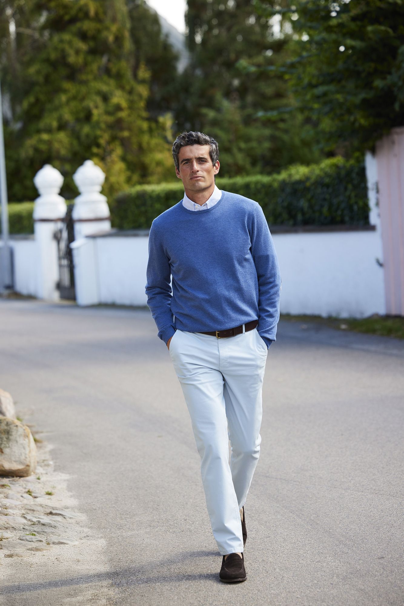 Exklusiva Chinos, Classic Chino Aerodyn Stretch, Ljus Blå, 33/30, Hansen & Jacob - 33/30