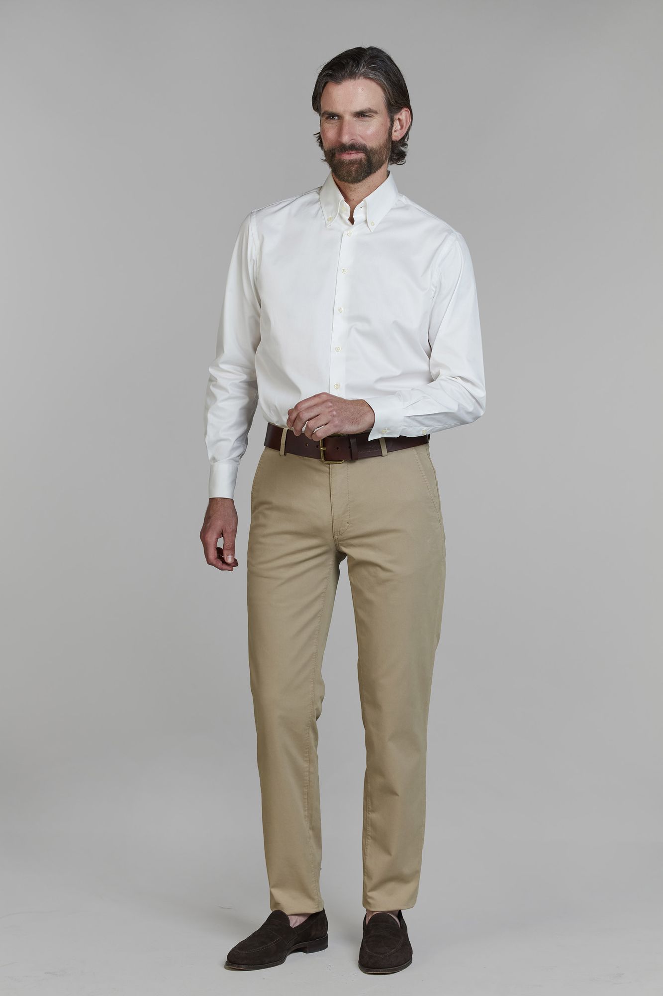 Exklusiva Chinos, Classic Chino Aerodyn Stretch, Mörk Beige, 38/32, Hansen & Jacob - 38/32