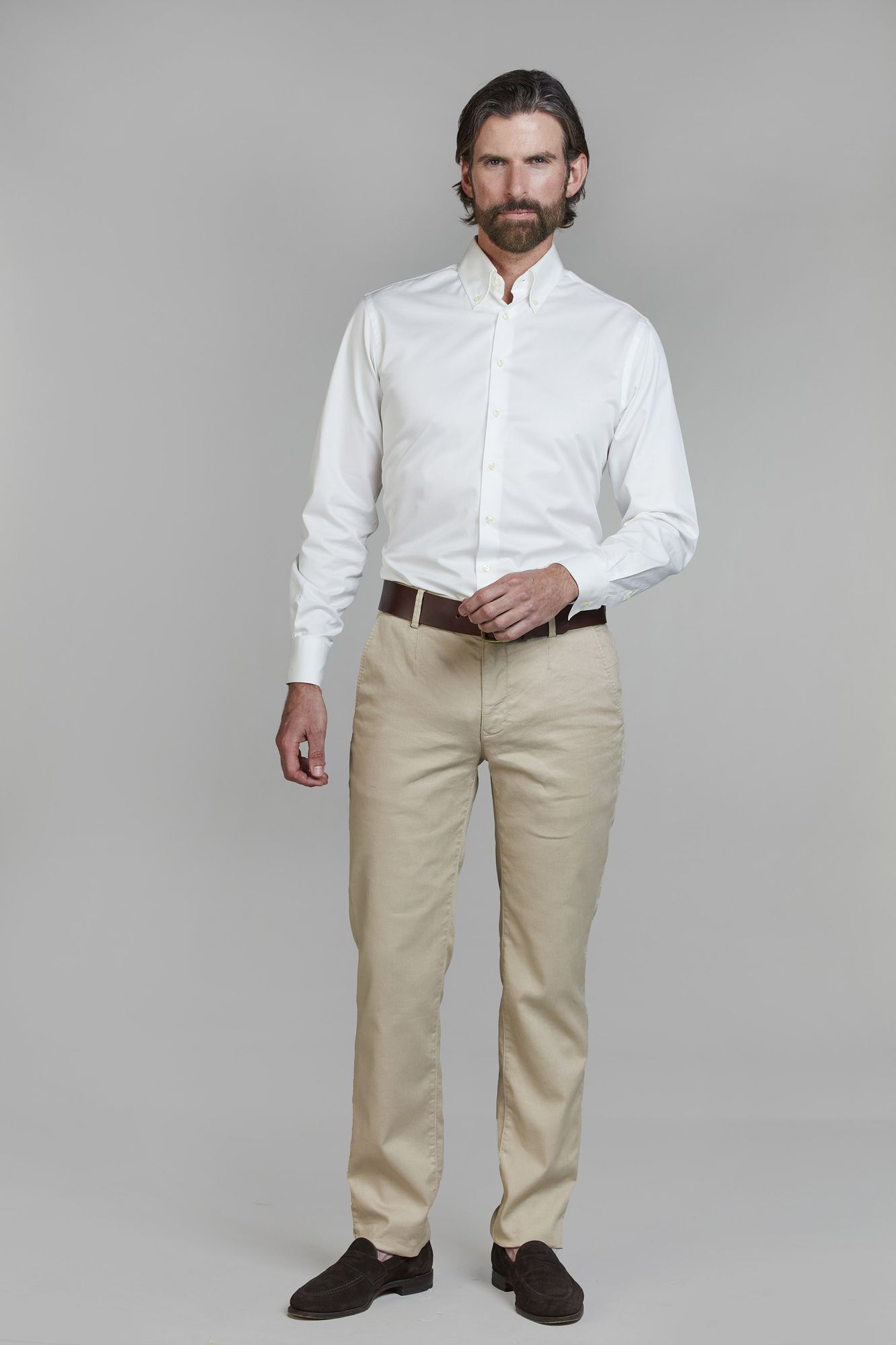 Exklusiva Chinos, Cotton/linen Stretch Chino, Beige, 36/34, Hansen & Jacob - 36/34