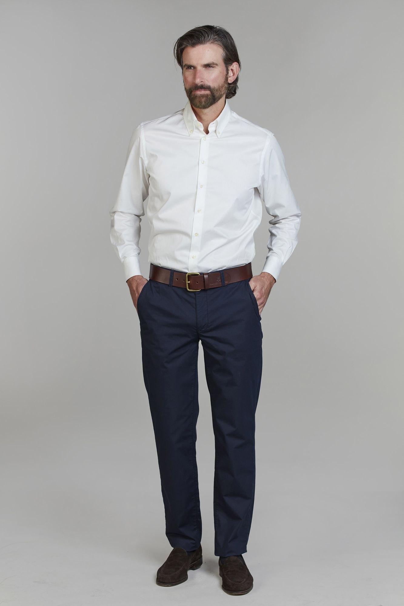 Exklusiva Chinos, Classic Chino Light Cotton, Marinblå, 36/30, Hansen & Jacob – 36/30